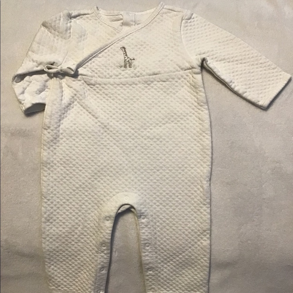 JANIE AND JACK White Giraffe Quilted One-Piece